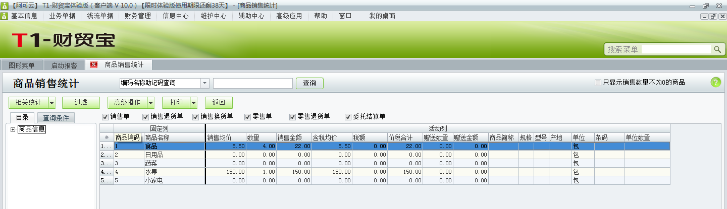 用友t1財貿寶10.0如何查詢銷售統計？